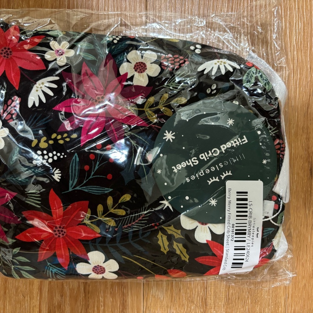 Black Floral Fitted Crib Sheet